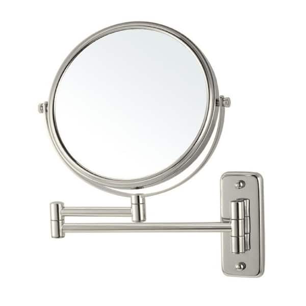 Nameeks Glimmer 8 in. x 8 in. Wall Mounted 3x Round Makeup Mirror in Satin Nickel Finish