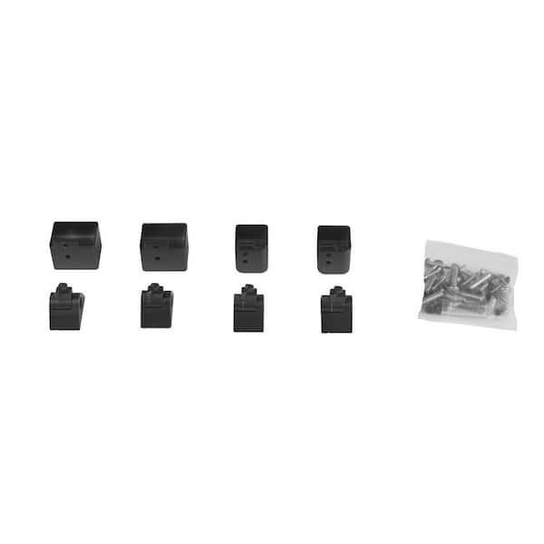 Contemporary Rail 1.375 in. H x 1.25 in. W Textured Black Aluminum Angle Connectors Hardware Kit (4-Pack)