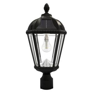 Royal Bulb Series Single Black Integrated Led Solar Post Light with 3 in. Fitter and GS Solar LED Light Bulb