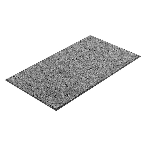 Front Door Mat, 3 x 5 ft. Commercial Floor Mat for Indoor Outdoor, Industrial Entrance Carpet PVC Backing Gray Area Rug