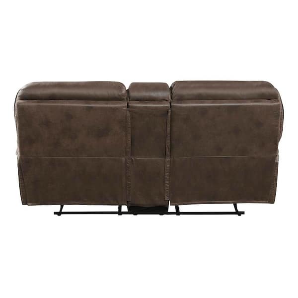 Lazzara Arlo 79.5 in. W Brown Microfiber Manual Double Reclining