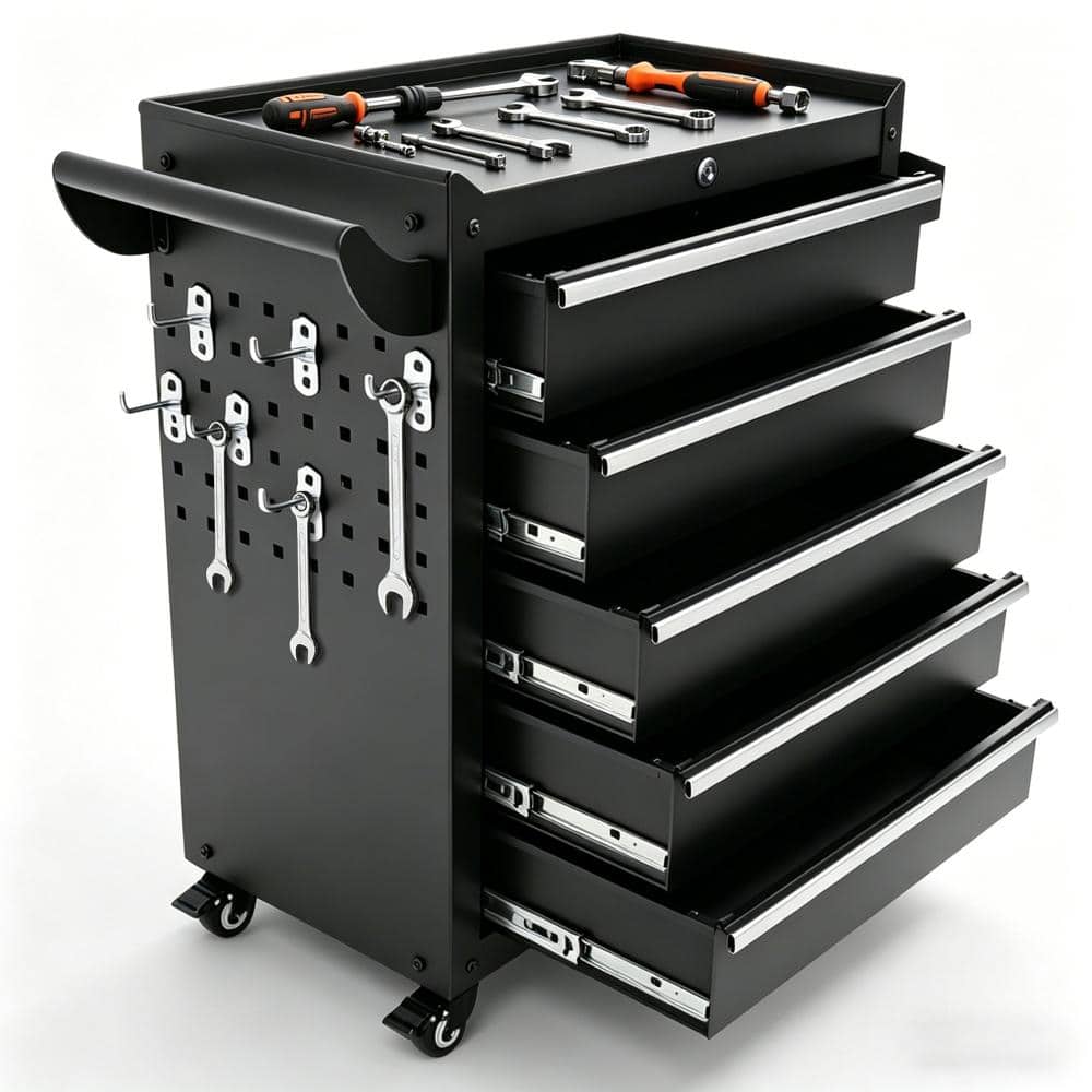 Damodpoy Tool Storage 24 in. D x 13 in. W 5-Drawer Black Iron