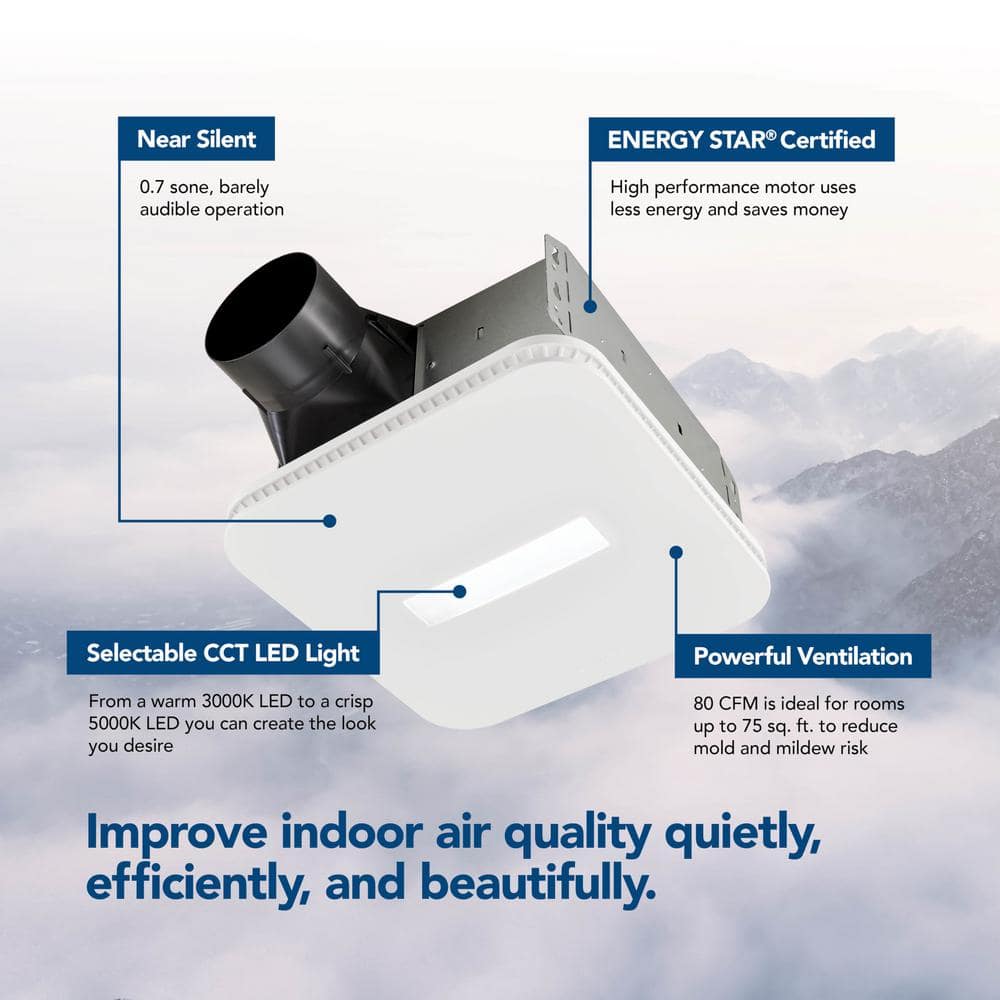 White LED Ceiling and Wall Mount Bathroom Exhaust Fan