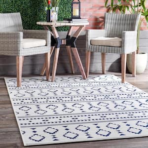 Gabby Modern Southwestern Droplets Light Gray 5 ft. x 8 ft. Indoor/Outdoor Patio Area Rug