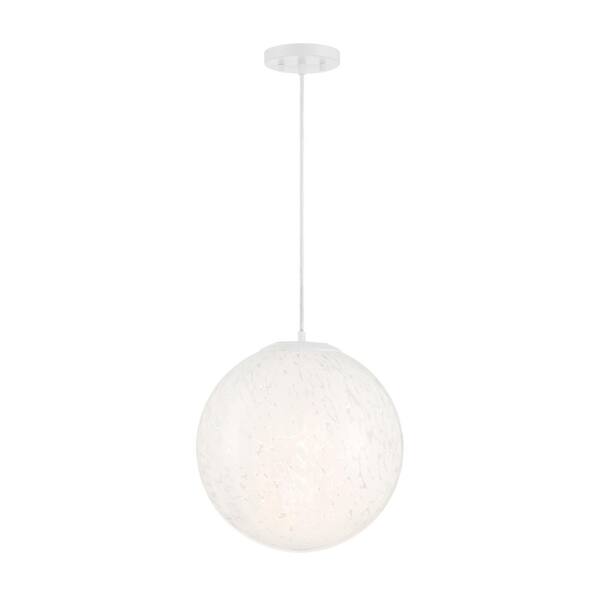 Designers Fountain - Circo 60-Watt 1-Light Matte White Modern Pendant Light with White Art Glass Shade and No Bulbs Included