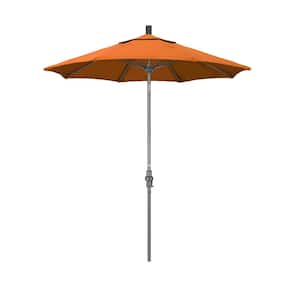 7.5 ft. Grey Aluminum Market Collar Tilt Crank Lift Patio Umbrella in Tuscan Pacifica
