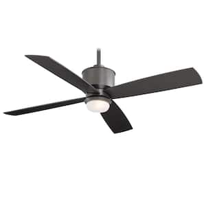 Strata 52 in. LED Indoor/Outdoor Smoked Iron Ceiling Fan with Light and Remote Control