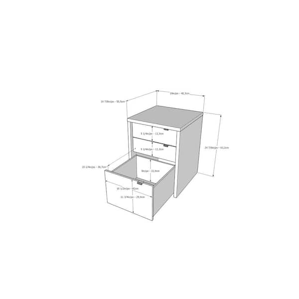 Nexera 211239 Chrono Filing Cabinet 3-Drawer White and Natural Maple