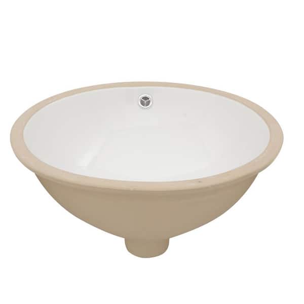 18 in. Drop-In/Undermount Single Bowl White Ceramic Kitchen Sink with Overflow