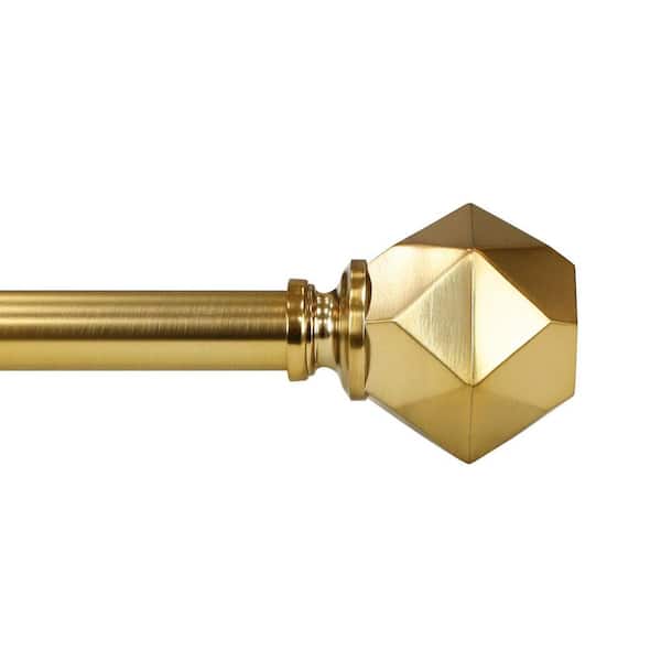 36 in.-66 in. Telescoping 3/4 in. Single Curtain Rod Kit in Champagne with Geometric Finials