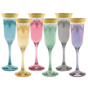 Muticolor Flutes with Gold Band (Set of 6)