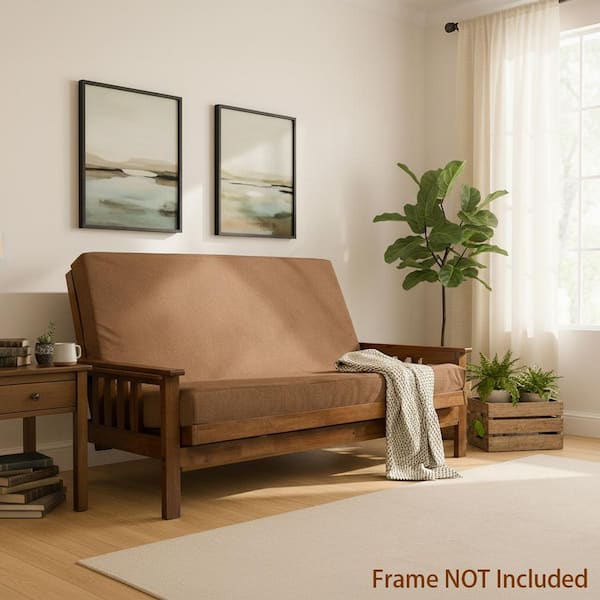 Homy Casa GJQKDY 74 x 54 in. Armless Polyester Rectangle Convertible Removeable Covers Memory Sofa in Bronze Brown