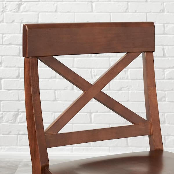 Cedarville Walnut Brown Wood Dining Chair with Cross Back (Set of 2) (19.42 in. W x 31.98 in. H)