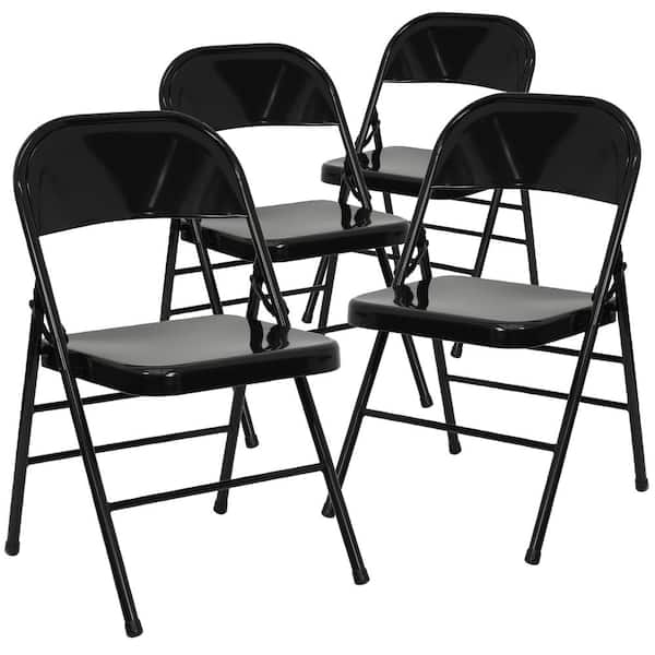 Carnegy Avenue Black Metal Folding Chair (4-Pack)