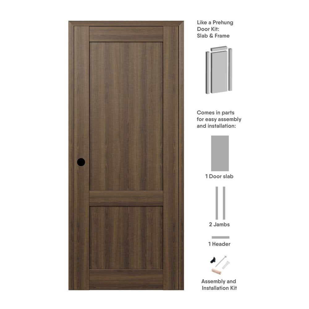 2-Pane Shaker 32 in. x 84 in. Right Hand Pecan Nutwood Wood Composite DIY-Friendly Single Prehung Interior Door price history on PriceWatchPro