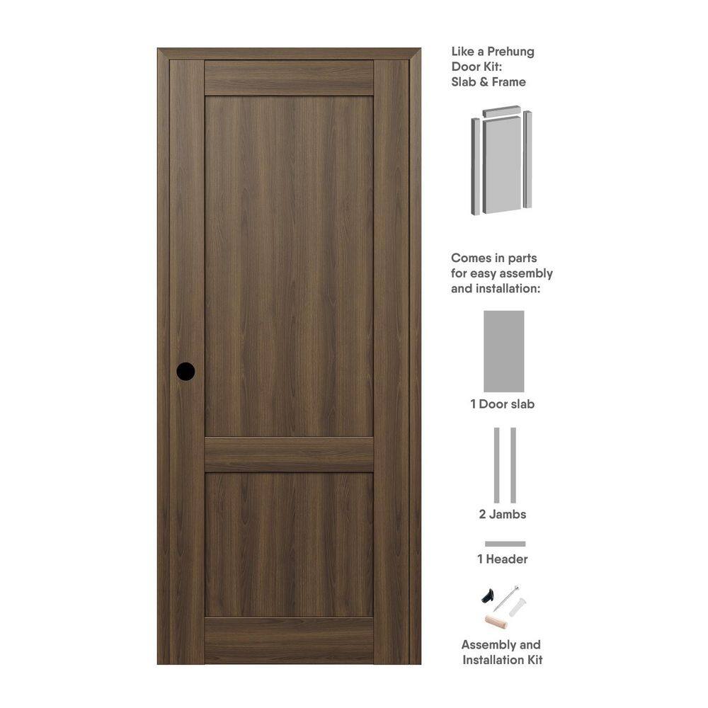 2-Pane Shaker 36 in. x 84 in. Right Hand Pecan Nutwood Wood Composite DIY-Friendly Single Prehung Interior Door price history on PriceWatchPro