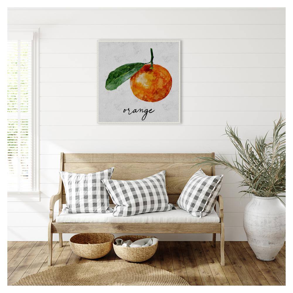 Summertime Citrus I Watercolor Print on Canvas with White Floater Frame