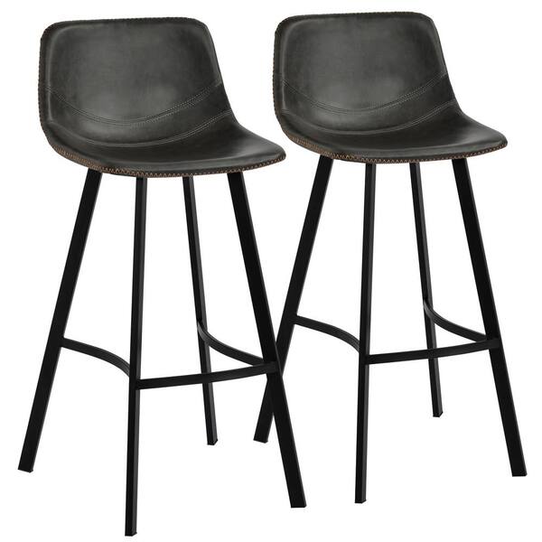 Wood Leather Bar Stools Dining Chairs, Vintage Leather Bar Stools With Backs