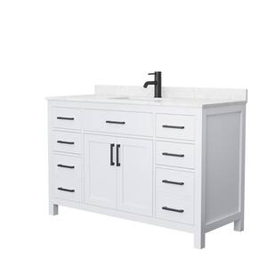 Beckett 54 in. W x 22 in. D x 35 in. H Single Sink Bath Vanity in White with Carrara Cultured Marble Top