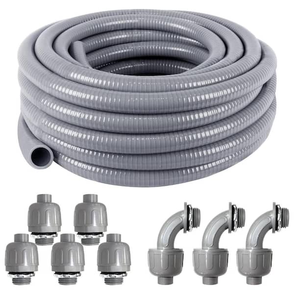 1 in Dia 25 ft Liquid-Tight Flexible Nonmetallic Electrical Conduit Kit with 5 Straight and 3 90-Degree