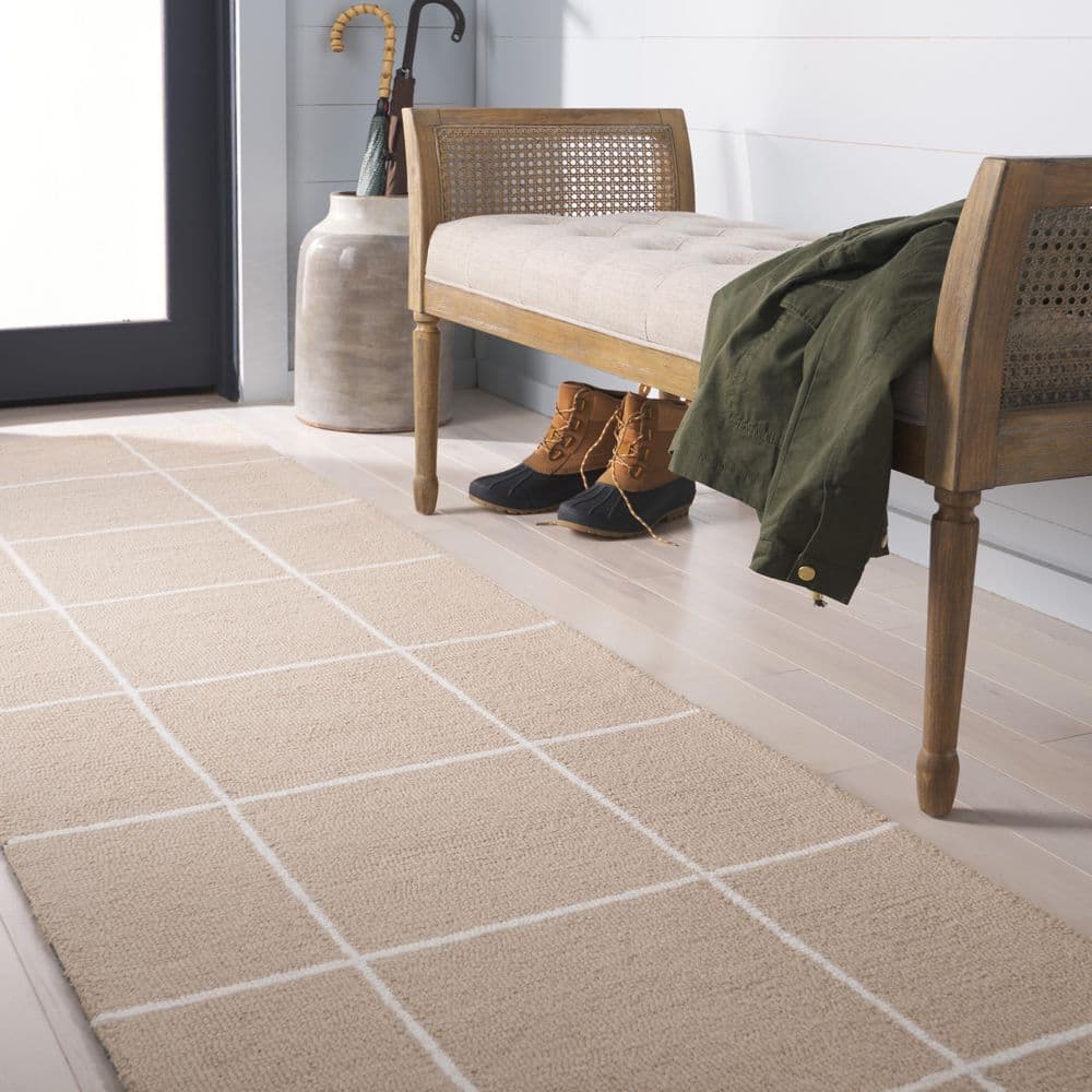 Martha Stewart 2 ft. x 8 ft. Beige/Ivory Thin Squared Runner Rug price history on PriceWatchPro