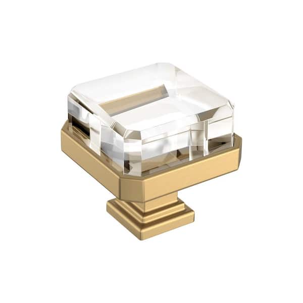 Glacio 1-3/8 in. (35 mm) Length Clear/Champagne Bronze Square Cabinet Knob