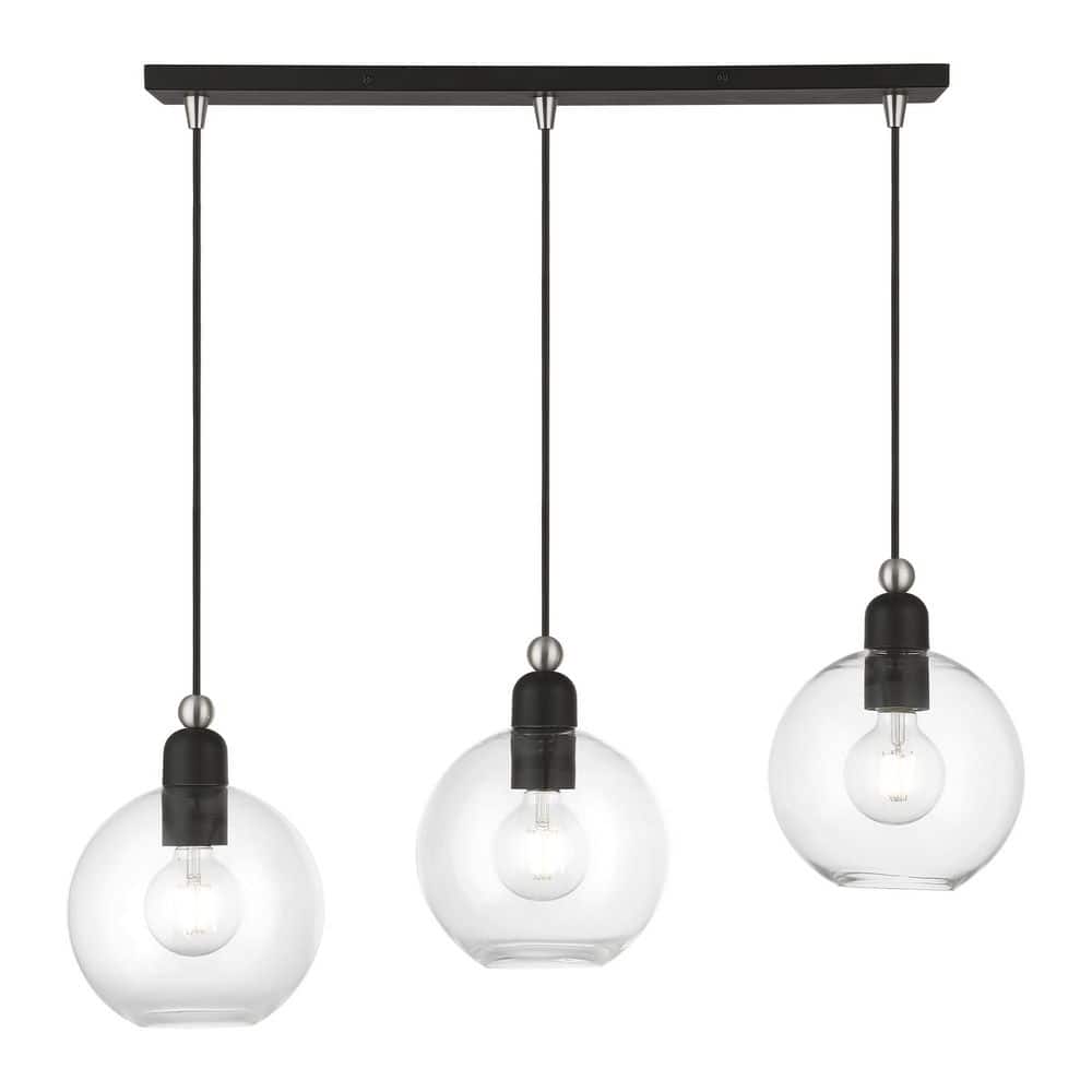 Westridge-3 Light Black with Brushed Nickel Accents Sphere Linear Chandelier price history on PriceWatchPro