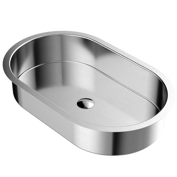 Karran CCU200 27-1/2 in. Stainless Steel Undermount Bathroom Sink in Gray Stainless Steel