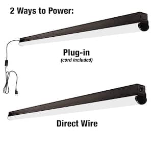 4 ft LED Garage Workshop Linkable Matte Black Ceiling Strip Light Plug-In or Hardwire 3600 Lumens 4000K Bright White