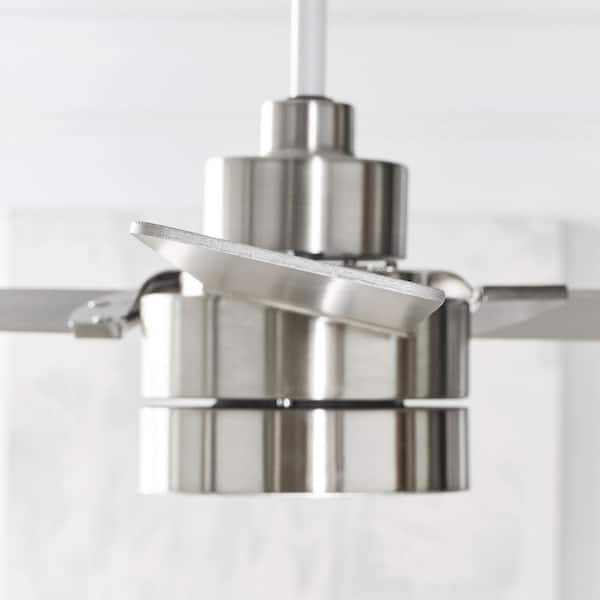 Jovie 52 in. Modern Indoor/Outdoor Brushed Steel Ceiling Fan with Silver/American Walnut Reversible Blades, Light Kit