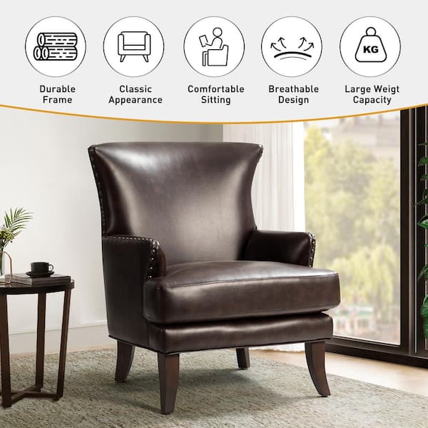 Brentwood Nubuk Faux-Leather Chair Pad 4-Pack, Brown