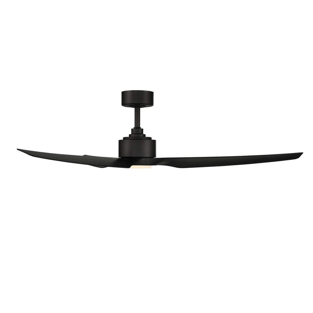 60" Matte Black ABS Smart Ceiling Fan with LED Light and Remote