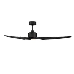 Stella 60 in. Integrated LED Indoor and Outdoor 3-Blade Smart Ceiling Fan Matte Black with Remote 3000k