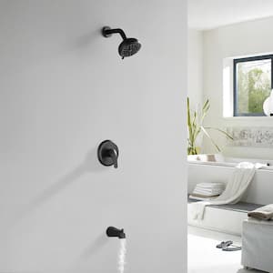 Modern Single Handle 10-Spray Tub and Shower Faucet 1.8 GPM in. Black Valve Included