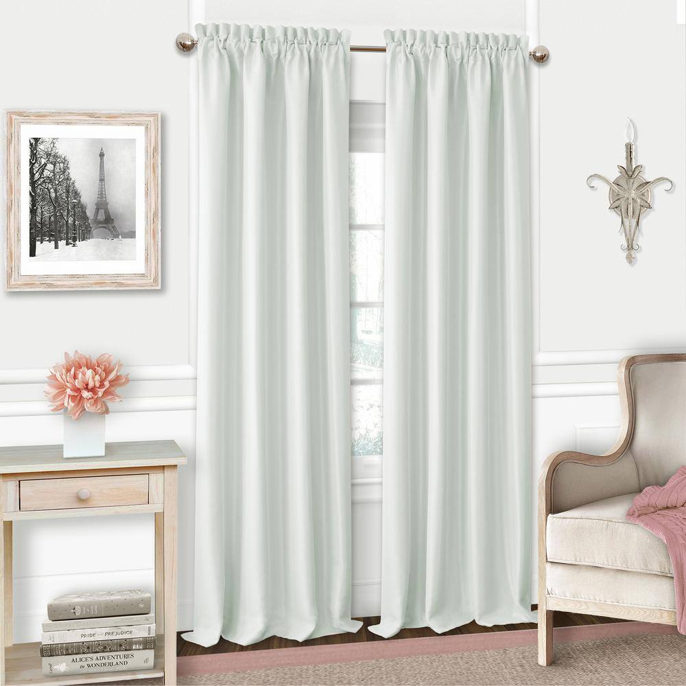 Pearl Gray Faux Silk Blackout Rod Pocket Kids Curtain Panel