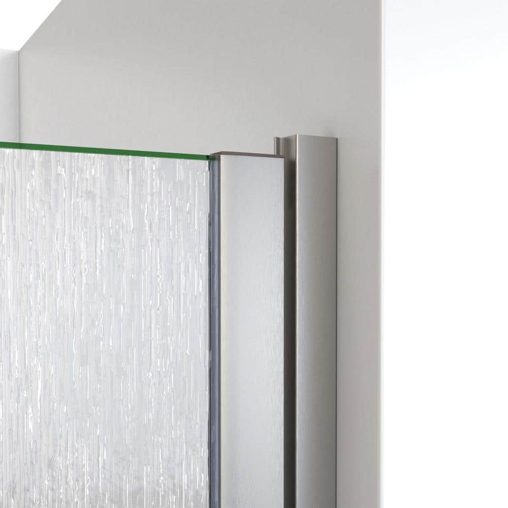 Brushed Nickel Semi-Frameless Swing Shower Door with Rain Glass