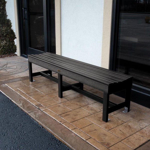 Weldon 71 in. 3-Person Black Plastic Outdoor Bench