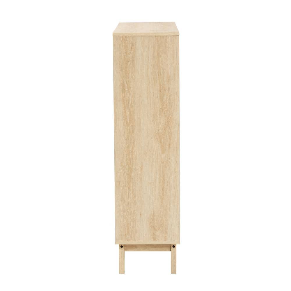 Danina Oak Brown Wood Bookshelf with Doors and Cubes