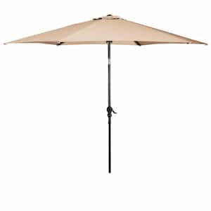 9 ft. Steel Market Tilt Patio Umbrella with Crank Outdoor Yard Garden in Beige