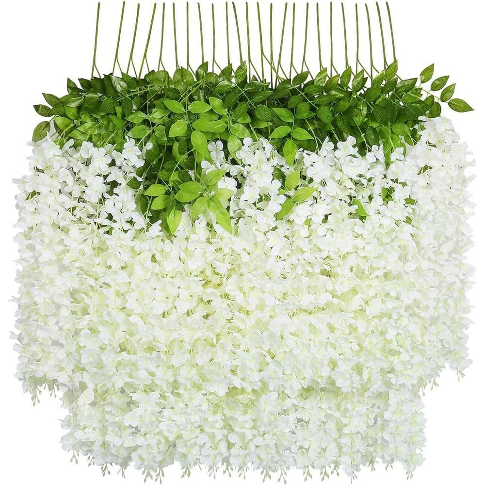 Indoor/Outdoor 43 in. White Artificial Other Wisteria Vine Individual Flowe