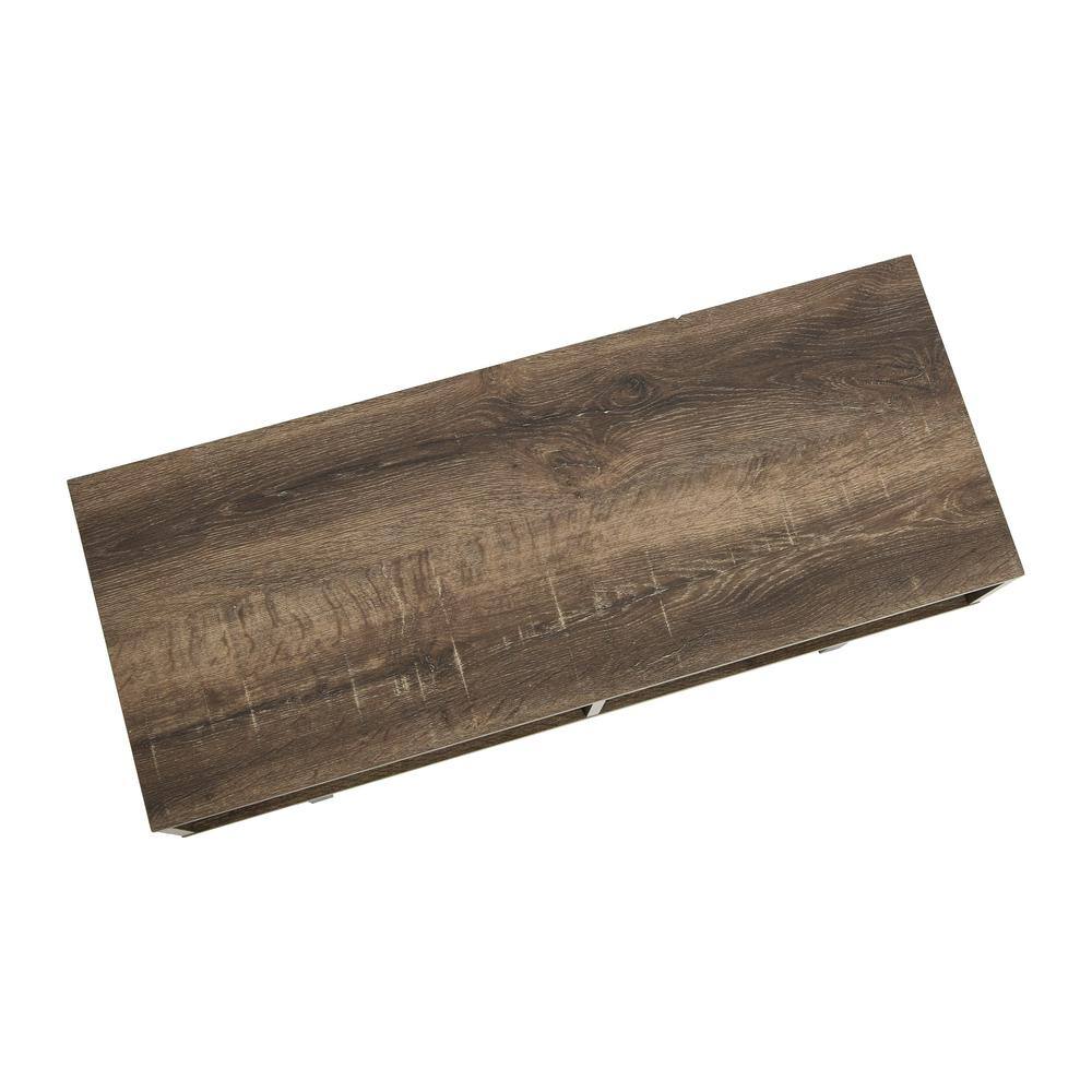 Ashwood and Black Metal Rectangular Coffee Table with Storage