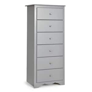 23.5 in. W x 16 in. D x 53.5 in. H Gray Linen Cabinet 6-Drawers Chest Dresser Clothes Storage Bedroom Furniture Cabinet