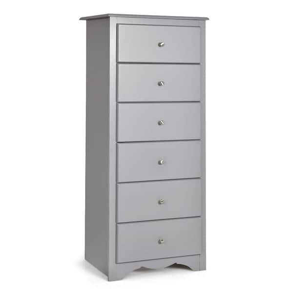 Bunpeony 23.5 in. W x 16 in. D x 53.5 in. H Gray Linen Cabinet 6-Drawers Chest Dresser Clothes Storage Bedroom Furniture Cabinet