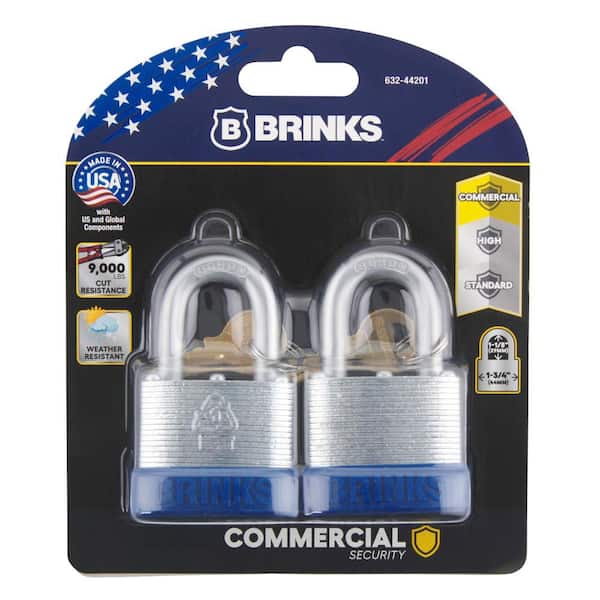 Brinks 1-3/4 in. (44mm) Laminated Steel Keyed Padlock, 1-1/8 in