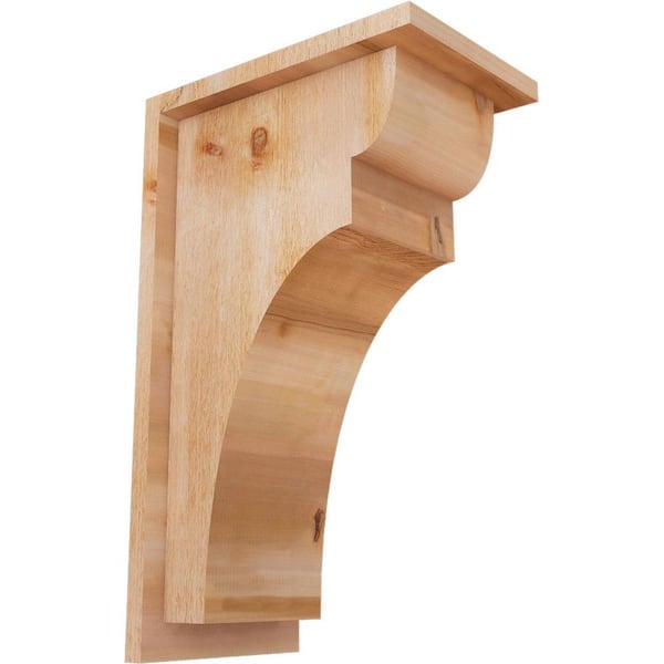 Ekena Millwork 8 in. x 12 in. x 20 in. Western Red Cedar Yorktown Rough Sawn Corbel with Backplate