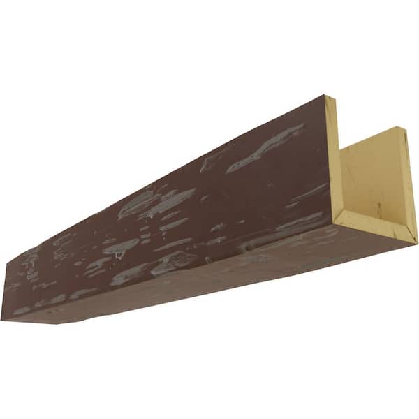 Ekena Millwork 8 in. x 4 in. x 8 ft. 3-Sided (U-Beam) Pecky Cypress Aged Pecan Faux Wood Ceiling Beam