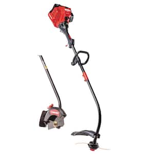 25 cc 2-Cycle Curved Shaft Gas Trimmer with Edger Attachment Included