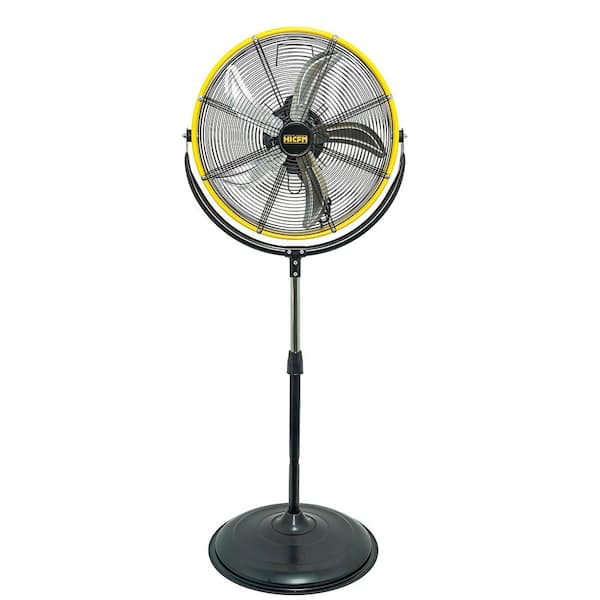 HICFM 20 in. Yellow Tilting Pedestal Fan, 4300 CFM 3-Speed High Velocity Fan with 1/5 HP Motor for Garage, Warehouse