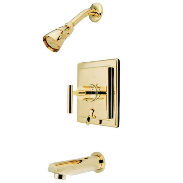 Kingston Brass Manhattan Single Handle 1-Spray Tub and Shower Faucet 1.8 GPM with Pressure Balance in Polished Brass