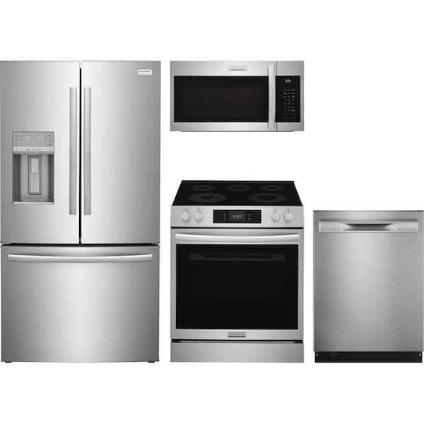 28. cu. ft. Standard Depth Refrigerator with 5 Burner Freestanding Electric Range and Dishwasher with 7 Cycles
